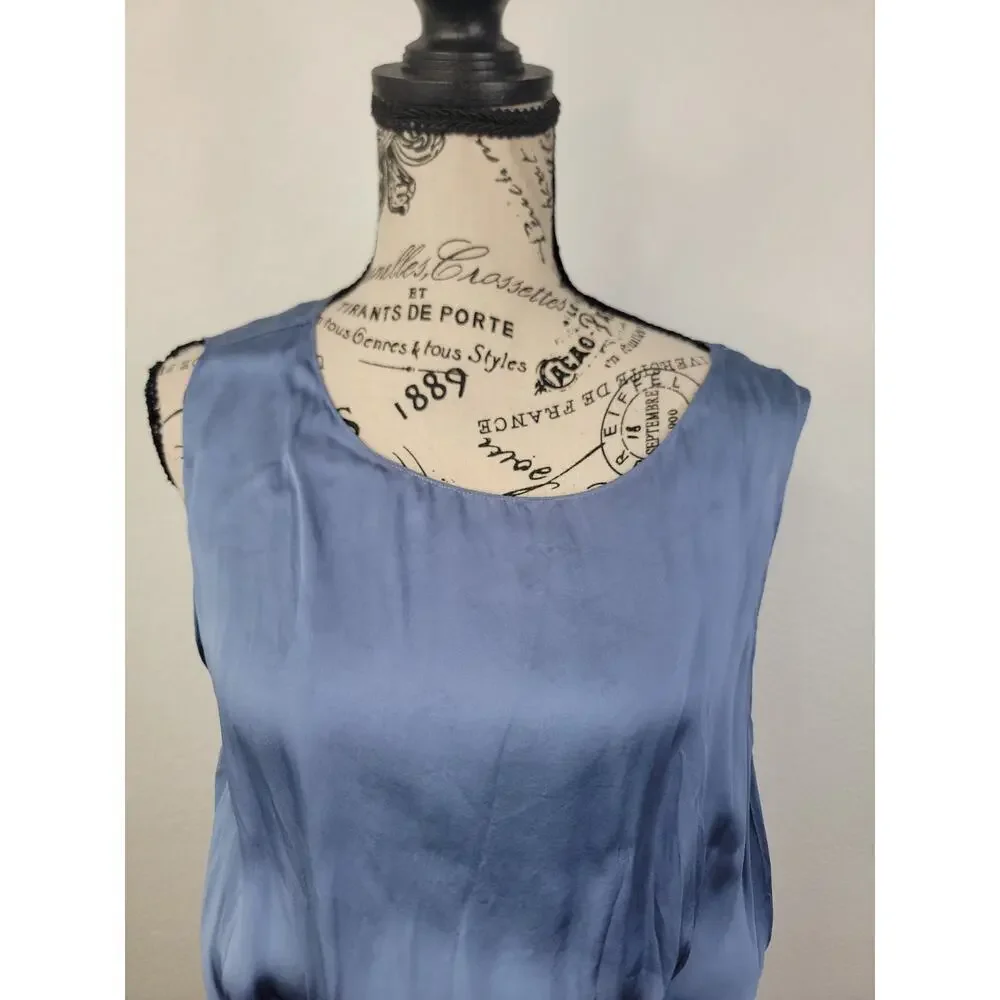 Theory Babydoll Silk Cami Tank Sz Medium Basic Shell Gray Blue Office Siren